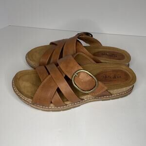 EuroSoft Georgette Sandals Shoes Slide On Cork Wedge Comfort Brown Summer Size 9